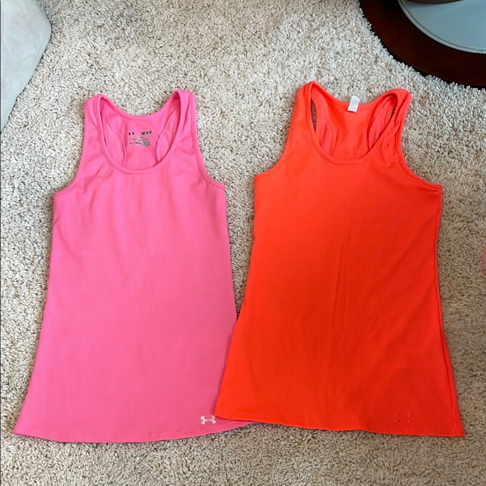 Under Armour Fitted Pink and Orange Tank Tops flourescent medium women’s